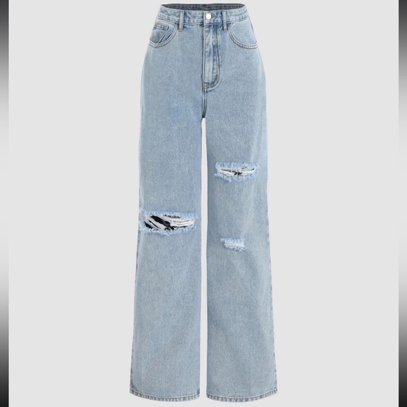 Cider | NWT Blue Denim Basic Ripped Distressed High Waist 5 Pocket Jeans XS - Picture 5 of 14